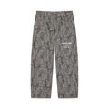Unisex Vintage Wash Leopard Print Wide Leg Jeans