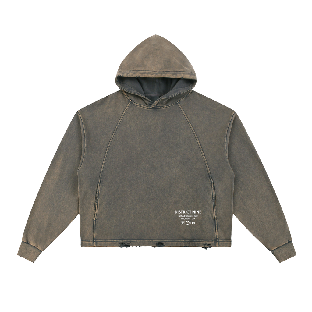 Vintage Washed Frayed-Hem Hoodie