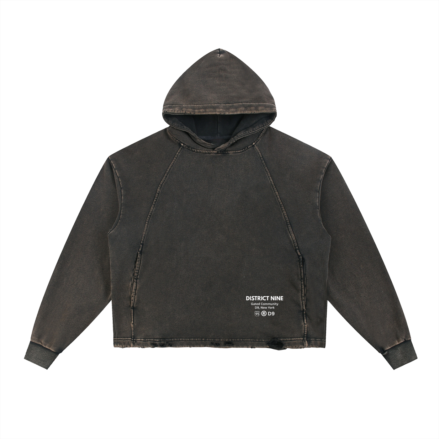 Vintage Washed Frayed-Hem Hoodie