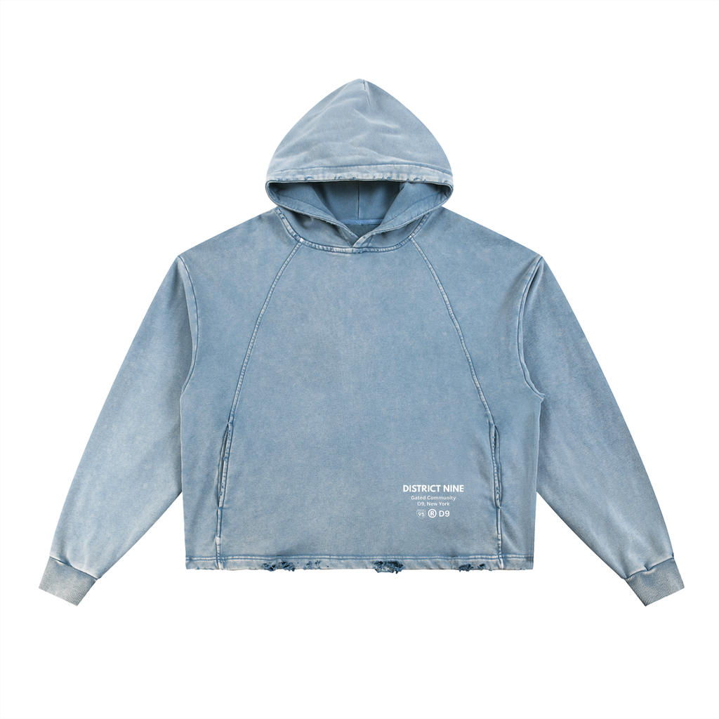 Vintage Washed Frayed-Hem Hoodie